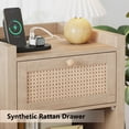thumbnail image 5 of Holliwill Nightstand for Bedroom Set of 2 with Charging Station, Boho Rattan Modern Bedside Tables with Type-C, USB Port, Bed Side Tables End Table, Natural Oak, 5 of 9