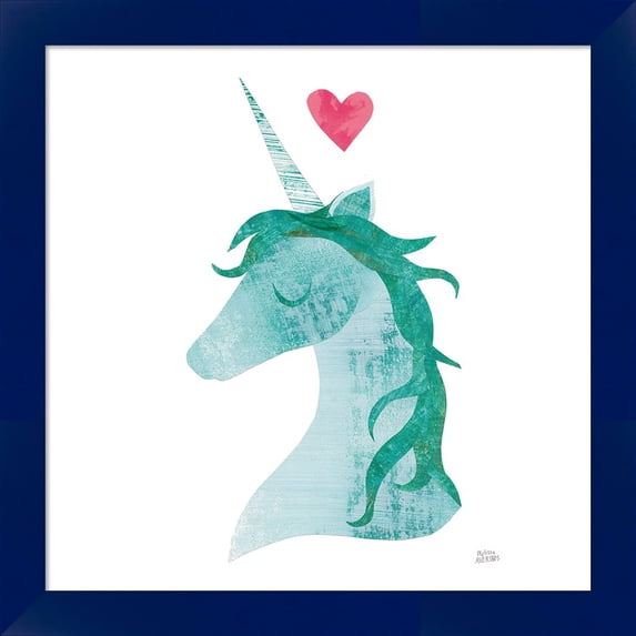 Great Art Now Unicorn Magic II Heart Sq Green by Melissa Averinos, Framed Wall Art, 14W x 14H