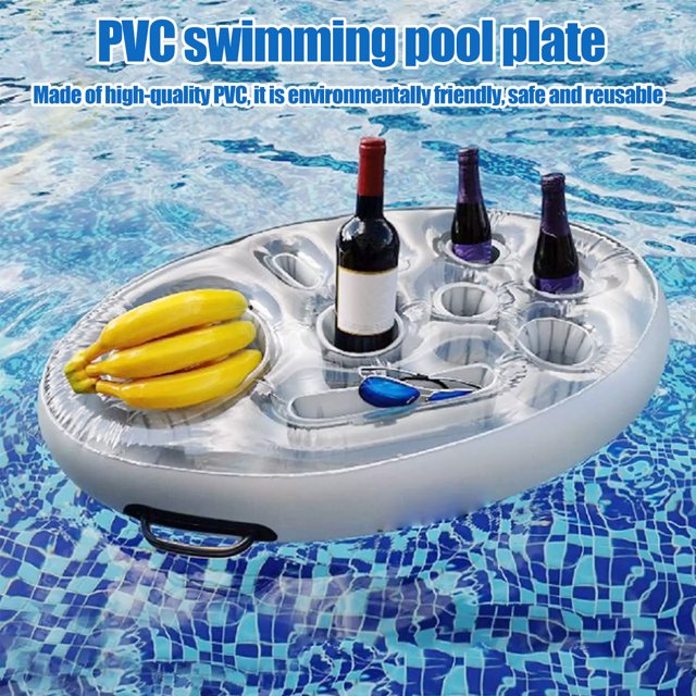 Soporte Flotante Para Beber, Enfriador De Agua Para Piscina De Gran Capacidad Con 8 Compartimentos, Bandeja Flotante Para Alimentos, Enfriador Inflable Para Piscina, Barra De Servicio Para Piscina De Muyoka Hogar