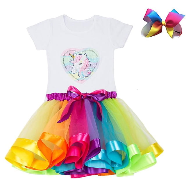 Baby Girl Birthday 2 / pcs Conjuntos de ropa Niños Unicornio Camiseta + falda tutú 2-6 años Niños Ropa casual Niñas Ropa de verano C175