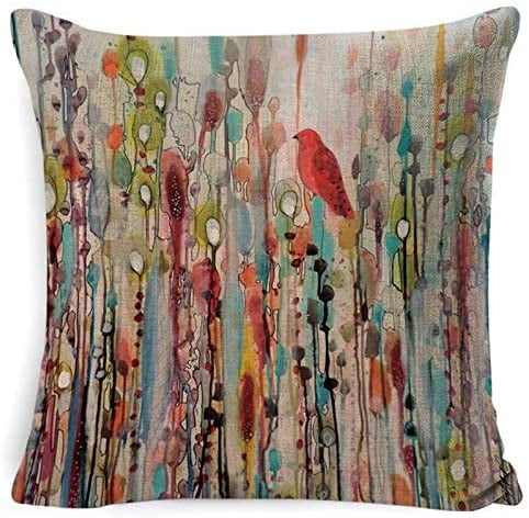 EKOBLA Throw Pillow Cover Art Abstract Tie Dye Yellow Green Red Color Modern Contemporary Design Ink Painting Decor Lumbar Pillow Case Cushion for Sofa Couch Bed Standard Queen Size 20x30 Inch