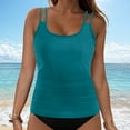 thumbnail image 2 of TOWED22 Women's Tummy Control Tankini Top Only Athletic Fit Quick Dry Tankini Top Moisture Wicking Swimwear for Women（Dark Green,XL）, 2 of 8