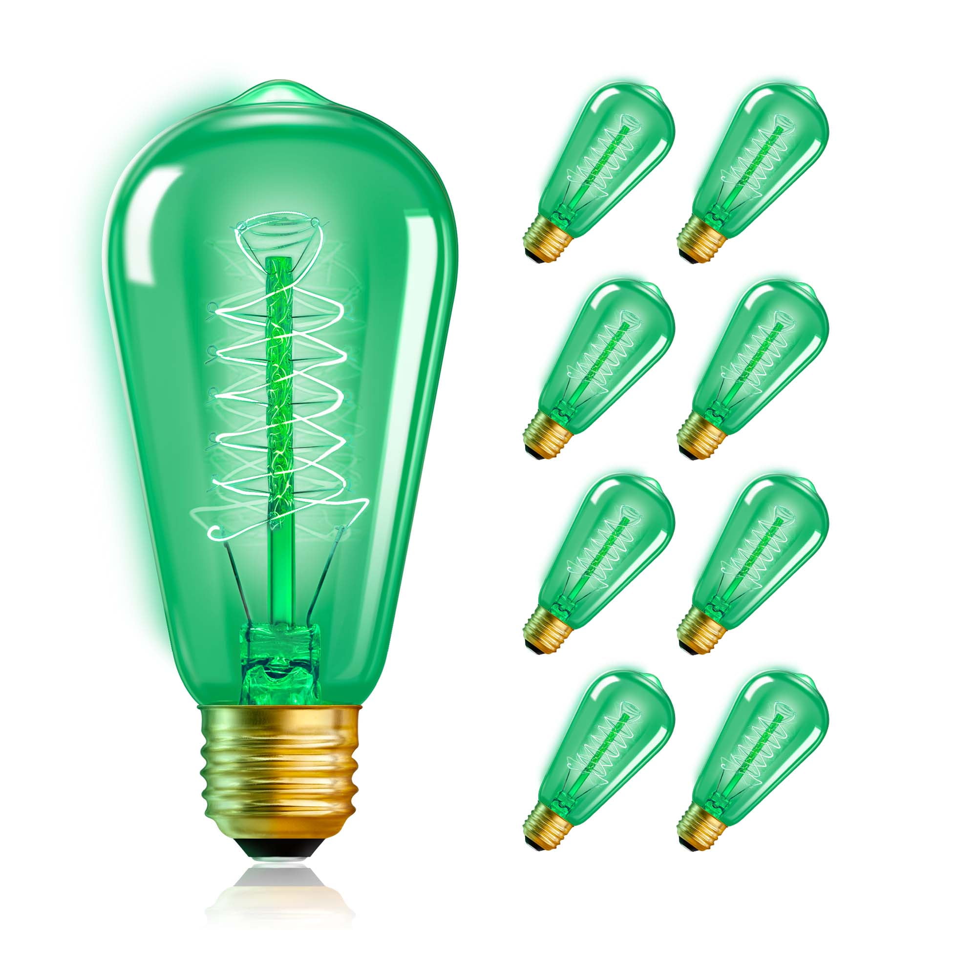40W ST58 Tear Drop Antique Decorative GREEN Incandescent Light Bulbs