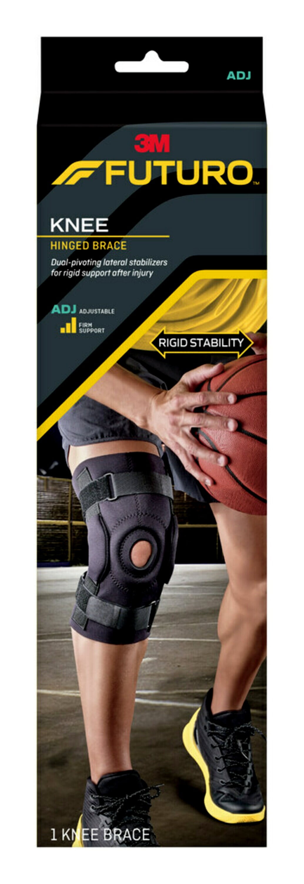FUTURO Sport Hinged Knee Brace, Adjustable, Black, Firm Stabilizing Support, 1 Brace