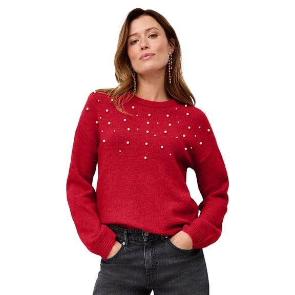 Ellos Plus Size Pearl Embellished Pullover