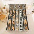 thumbnail image 5 of Homewish Yellow Boho Printed Bed Sheets,Geometric Stripes Full Size Sheets,4pcs,1 Flat Sheet, 1 Fitted Sheet and 2 Pillowcases, 5 of 6