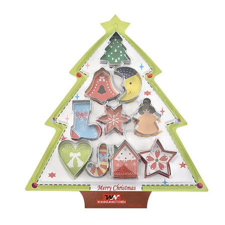 

MATHOWAL 10PCS/Set Stainless Steel Christmas Cookie Cutters Xmas Tree Star House Bells Snowflake Baking Cake Biscuit Fondant Mold Description:The cutter only can be used for cutting cake but also for