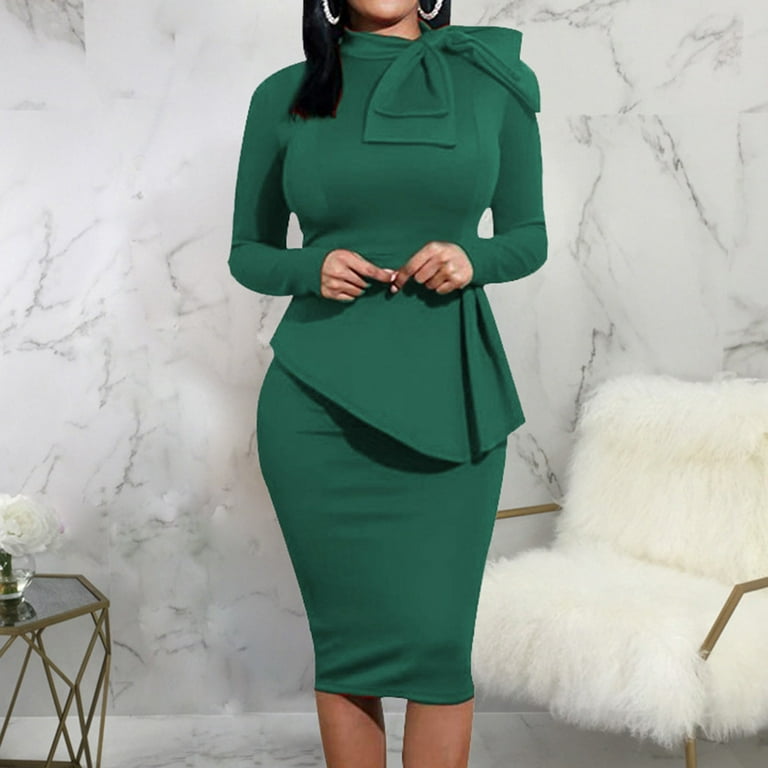 Dillar Womens Fall Fashion 2022 Summer Fashion Sexy Irregular Crew Neck Long Sleeve Ruffles Hip Wrap Dress Walmart