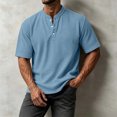 thumbnail image 2 of VEXRO Waffle Henley Tee Tops for Men Classic Fit Short Sleeve Knit Button Shirts for Casual & Daily, 2 of 7
