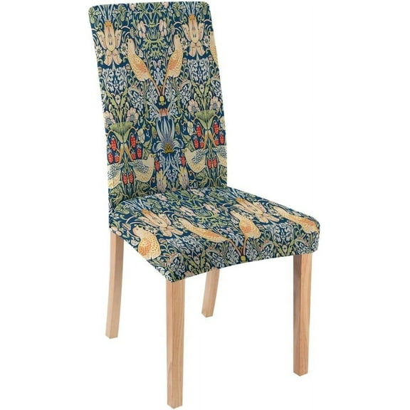 Vintage Floral Printed William Morris Chair Covers Set of 6 Stretchy Parson Chair Slipcovers for Dining Room Chair Seat Covers Boho Bird Botanical Chair Protectors for Party Home Decoration