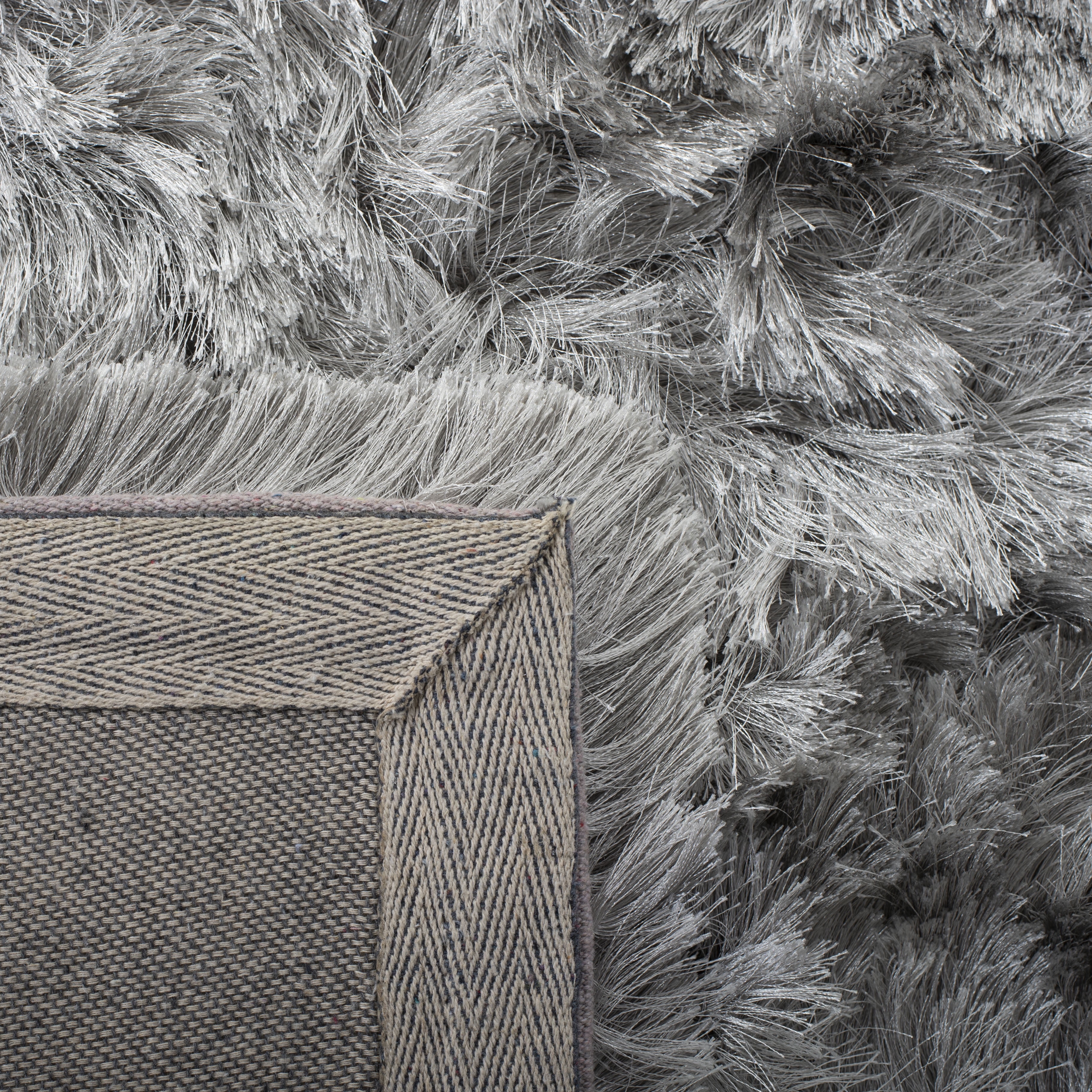 SAFAVIEH Ocean Amyas Solid Shag Runner Rug, Silver, 2'3" x 14'