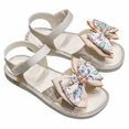 thumbnail image 5 of SGMVNU Girls' Sandals with Big Bowknot, Open Toe Soft Sole Flat Elegant Flower Girl Dress Shoes Beach Summer Casual Sandal, Size 5-6 Years, Beige, 5 of 6