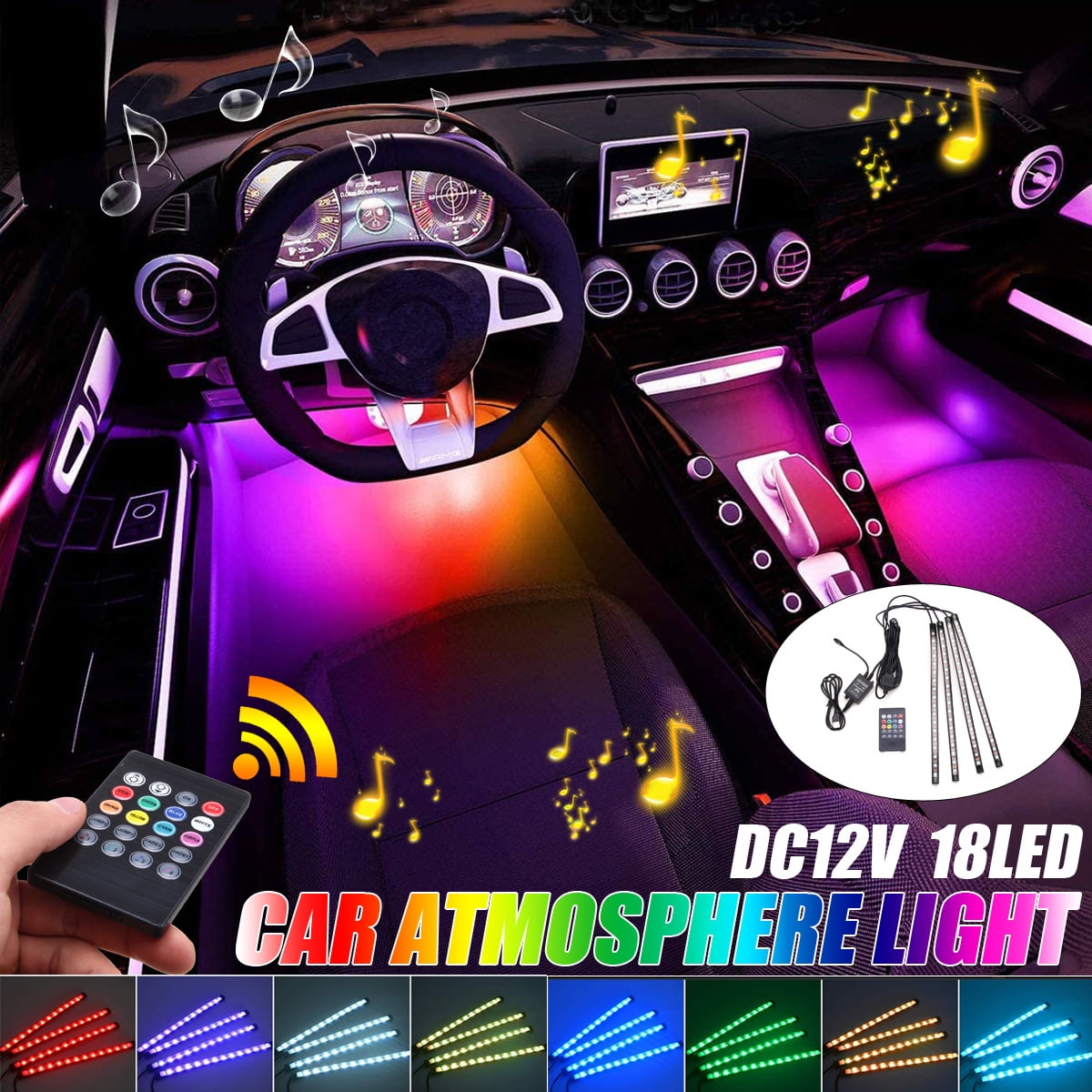 Details about   5M 12V Car Interior Decorative LED Wire Atmosphere Cold Light RGB Strip Lamp US 
