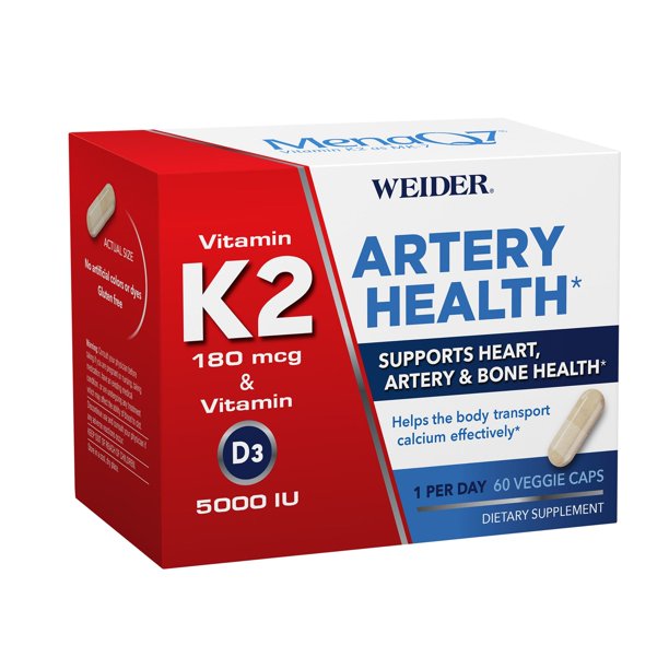 Weider Artery Health with Vitamin K2 plus D3 and Ginger , 60 Veggie