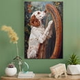 thumbnail image 2 of English Setter Cute Dog Harp Stretched Canvas Size 8x12 – Retro English Setter Dog Batter in Action With Harp for Themed Living Room, 2 of 5