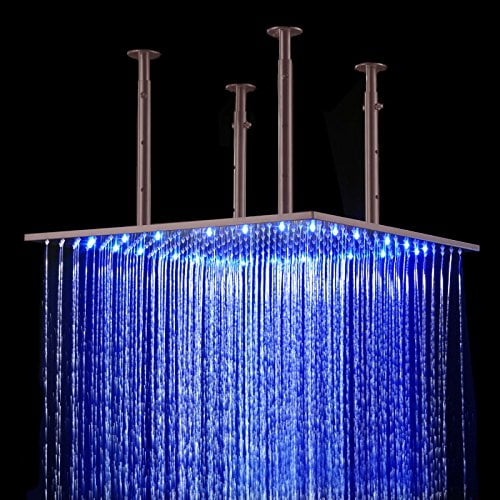 Cascada Ceiling Mount Rainfall LED Shower Head, (include Shower Arm) (20", Oil Rubbed Bronze)