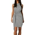 thumbnail image 2 of WTOBBY Women's Sleeveless Bow Belt Asymmetrical Hem Round Neck Casual Elegant Cocktail Dress,Light Gray XL, 2 of 4