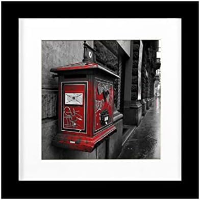 8x8 Picture Frames Black, Solid Wood Display Pictures 6x6 with Mat or 8x8 Without Mat, Table Top Home Decoration or Wall Hanging Square Photo Frame