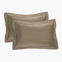 Fresh Ideas Bedding Poplin Tailored 2-Pack Pillow Sham, King, Mocha