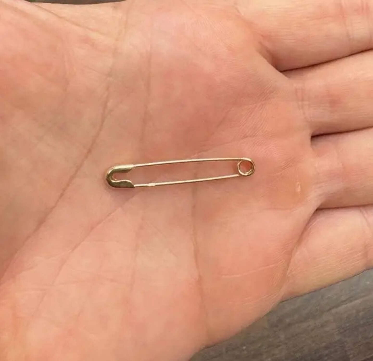 18K Solid Yellow Gold Large Safety Pin 1.30 inch