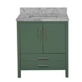 thumbnail image 2 of California 30" Bathroom Vanity with Sage Green Cabinet and Carrara Marble Top, 2 of 6
