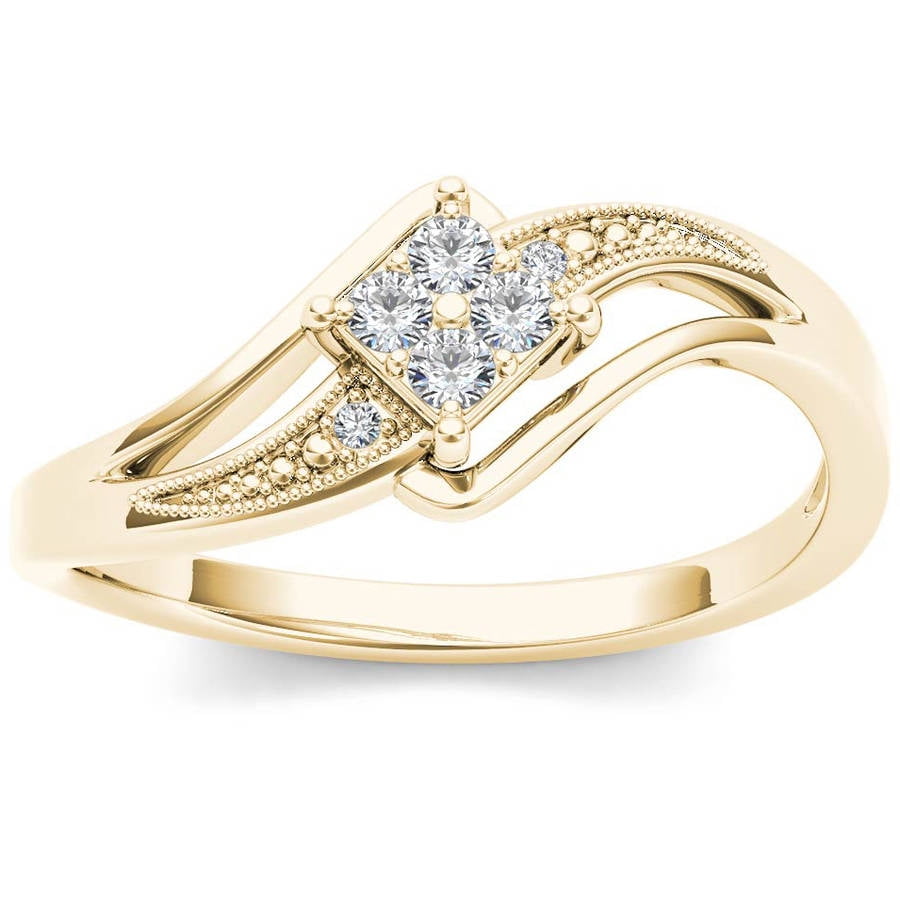 Imperial Diamond 1/10 Carat T.W. Diamond Split Shank Bypass 10kt Yellow Gold Engagement Ring