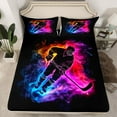 thumbnail image 2 of Homewish Ice Hockey Athlete Queen Sheet Sets for Kids, Modern Sports Lover Flat Sheet, Est Hockey Sleep Queen Fitted Sheet, Super Cozy Room Decor, 4-Piece, 2 of 7