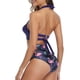 thumbnail image 4 of Traje de baño vintage de dos piezas para mujer Bikini retro de cintura alta con pliegues y cuello halter, 4 of 6