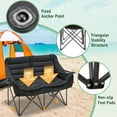 thumbnail image 6 of Double Camping Chair for Adults, 2 Person Loveseat Camping Chair with Cup & Wine Glass Holder, Portable Padded Double Folding Chair for Outdoor Camp Lawn Picnic Sports, Support 600LBS (Black), 6 of 14