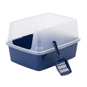 IRIS Mini Open Top Cat Litter Box with Scoop, Navy