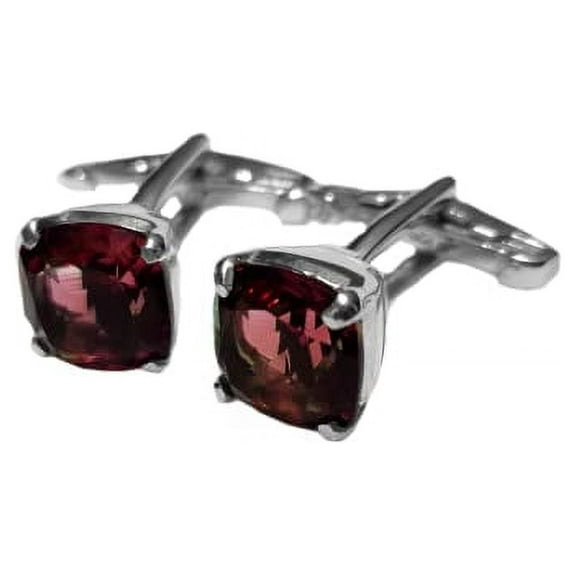 Natural Garnet Cufflinks 10 mm Cushion 7 Ct Garnet Wedding Cufflinks Silver Garnet Engagement Cufflinks Grooms Men Cufflinks