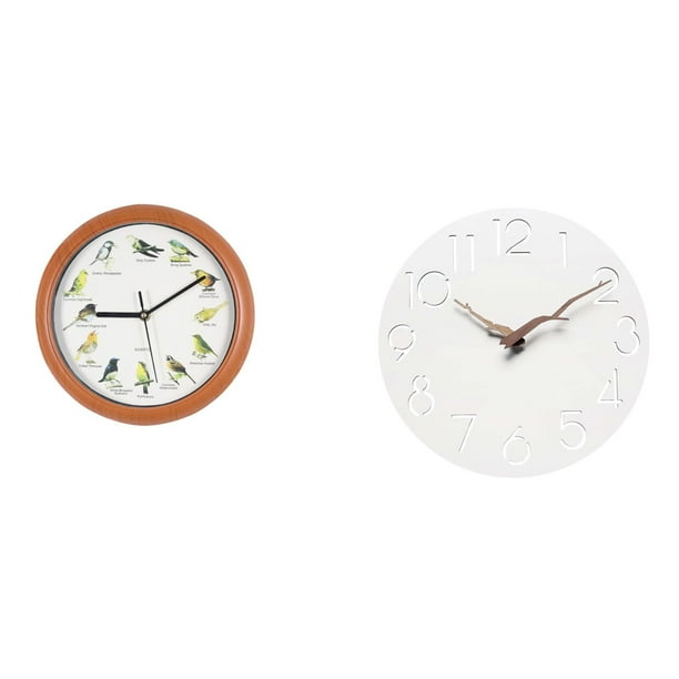 Reloj de pared,Reloj de pared con pájaro cantor Relojes de pared con pájaros,Relojes de pájaros con sonido Reloj decorativo que canta,Reloj de pared,Reloj de pared decorativo para baño y