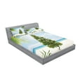 thumbnail image 2 of Ambesonne Christmas Fitted Sheet & Pillow Sham Set, Holiday Party Tree, Queen, Green Blue Cream, 2 of 2