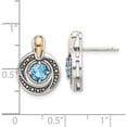thumbnail image 4 of 14K/Silver Two-Tone Shey Couture Sterling Silver Antiqued With 14K Accent Light Swiss Blue Topaz Post Earrings (Width 12.3) (Length 17.1) - Jbsp, 4 of 5