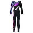 thumbnail image 5 of Alvivi Kids Girls Gymnastics Athletic Outfits Ice Skating Ballet Dance Leotard with Leggings Pants Starry Black&Hot Pink 6, 5 of 6