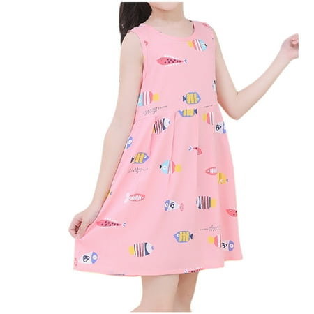 

Toddler Girls Casual Sleeveless Cartoon Print Princess Dresses