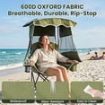 thumbnail image 4 of ABORON Camping Chair with Canopy Shade, Folding Beach Canopy Chair with Cooler Bag, Side Pockets and Cup Holder, Portable Ergonomic Camping Chair for Adults Camping, Picnic, Fishing, Tailgate - Green, 4 of 9