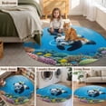 thumbnail image 6 of Funny Panda Diving Round Living Room Rugs 4 ft, Seafloor Corals Fish Oceans Modern Washable Area Rug with Non-Slip Sturdy Edge Binding Round Carpet for Entryway Kitchen Bedroom Bathroom, 6 of 9