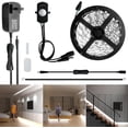 thumbnail image 1 of shiyou-Motion Sensor LED Strip Light Under Cabinet Lighting Kit, LED Strip Light with Motion Sensor, UL Listed Power Adapter for Gun Safe Light, Shelf, TV Wall Lighting (8.2FT,6000K,Upgraded Version), 1 of 4