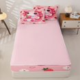 thumbnail image 4 of Erosebridal Cartoon Animal Pattern Zipper Full Size Comforter Sets with Fitted Sheet and 2 Pillowcases,Strawberry Floral Print Zipper Bedding Set,Pink Red,Pink Reversible, 4 of 6