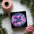 thumbnail image 5 of Funny Christmas Ornament,Beautiful Pink And Blue Pegasus In The Sky With Stars,Xmas Round Ceramic Pendant, 5 of 6