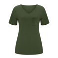thumbnail image 6 of Women's Short Sleeve T-shirt Women'S 3/4 Sleeve Shirts V Neck Loose Fitting Tops Casual Solid Color Tshirts Trendy Basic Tunic Summer Ladies Tops,Green Women's Short sleeve T-shirt M, 6 of 7