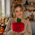 thumbnail image 3 of Halloween Apple Pumpkin Plush Toy, 4.72 in Cute Red Apple Shaped Jack-o'-Lantern Stuffed Doll, Soft Cuddly Plushie for Fall Home Decor, Party Display and Halloween Gift，A, 3 of 6