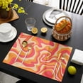 thumbnail image 3 of Pink Abstract Placemats Set of 6, Modern Geometric Distortion Texture Fluid Art Placemats for Dining Table, Place Mats for Kitchen Tabletop, Waterproof Wipeable Dining Table Mats Set, 3 of 9
