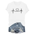 thumbnail image 3 of Lightweight Wrinkle Free Shirt for Everyday Style Women's Stretchy Cotton Blend Crop Tops Keyhole Neck Casual Tee with Cutout Shoulder & Heart Print, 3 of 5
