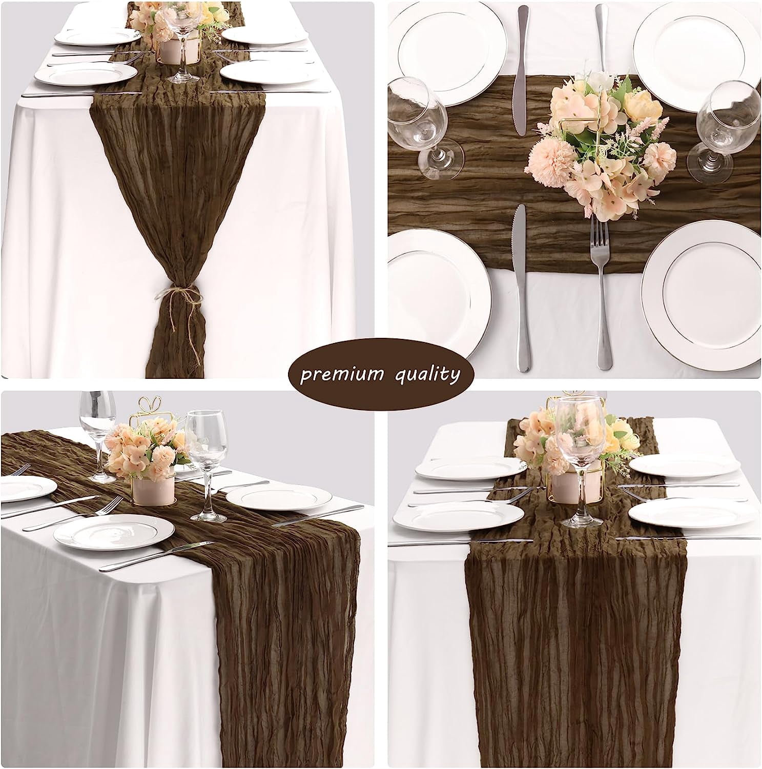 Wehilion 12PCS Cheesecloth Table Runner Boho Gauze Table Runner Cheese Cloth Long Table Runner Rustic Table Runner for Wedding Bridal Shower Birthday Party Table Decor