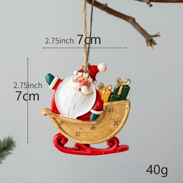 Figuras retro navideñas, adorno de Papá Noel, muñeco de nieve, trineo, árbol, decoración de resina para jardín de hadas, casa de muñecas, decoración del hogar