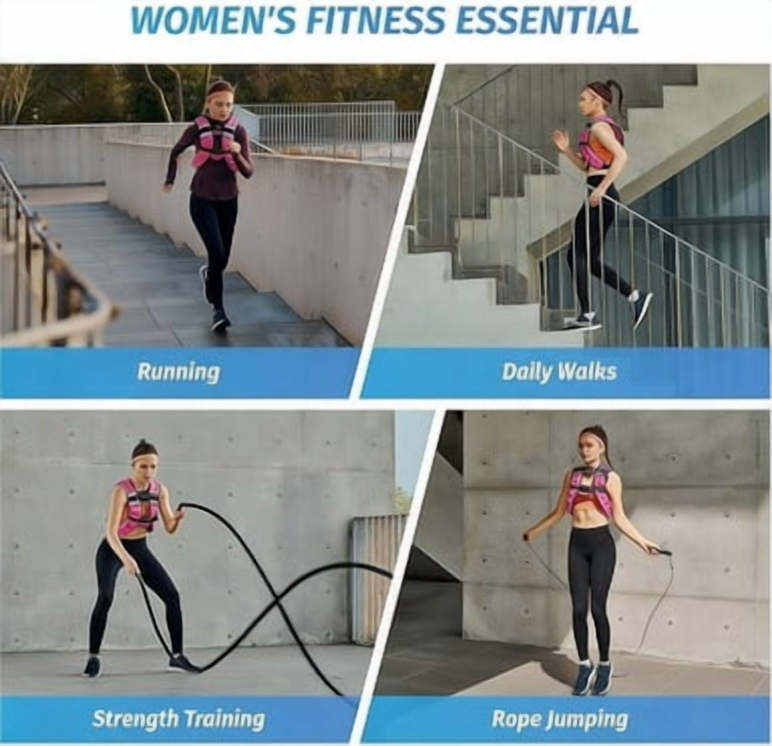 Unisex Adjustable Weighted Vest – 3 Weight Options Available – Ideal for Running, Fitness Training, and Strength Training (Black, Pink)