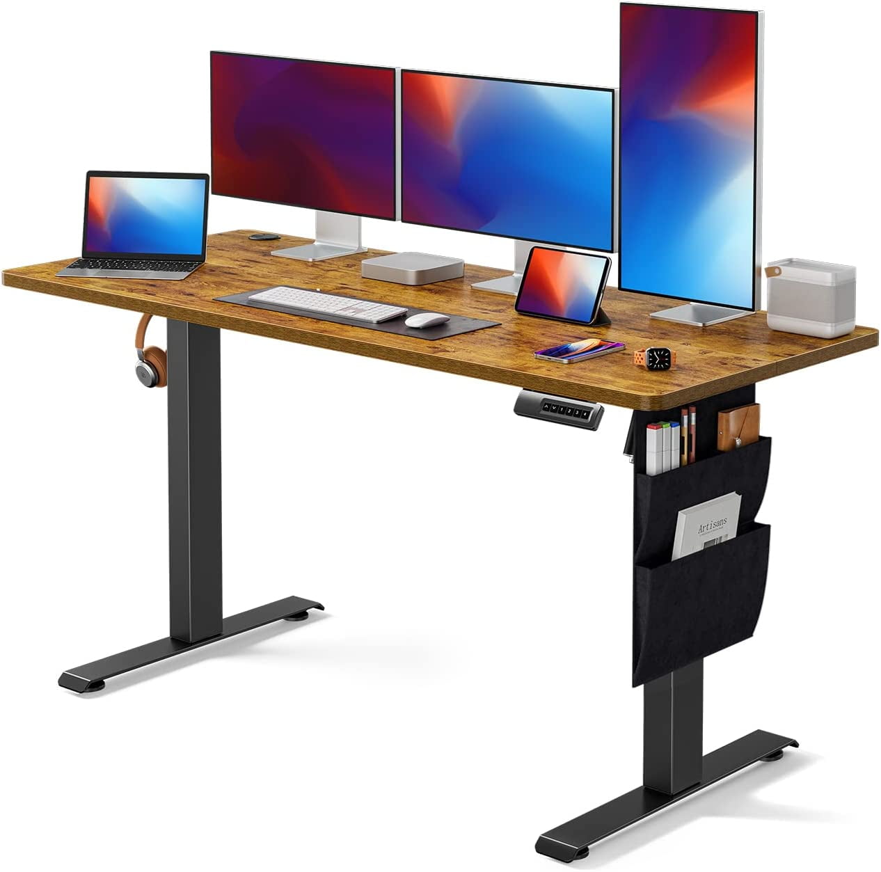 Electric Standing Desk with Storage Bag 55" x 24" Height Adjustable