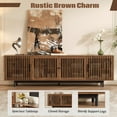 thumbnail image 4 of 78" Modern TV Stand for TVs up to 85", Entertainment Center with Closed Storage, Media Console with Slatted Doors, Cable Management & Soft-Close Hinges, Solid Wood Legs for Living Room, Walnut, 4 of 10